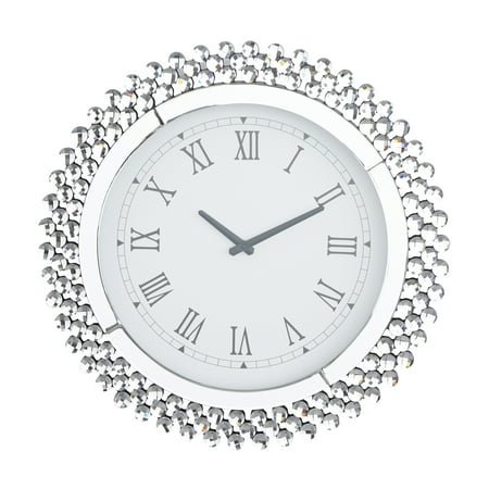 DecMode 2 Silver Glass Starburst Mirrored Wall Clock