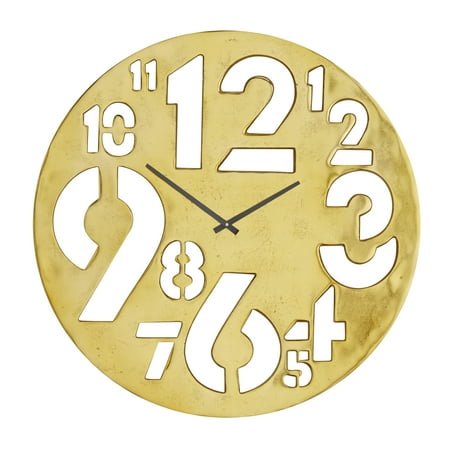 DecMode 2W, 24H Aluminum Contemporary Wall Clock, Gold, 1-Piece