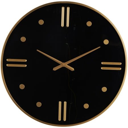 DecMode 32 Black Plastic Wall Clock with Gold Hands and Numbers