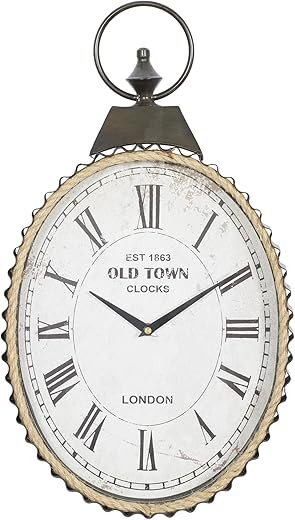 Deco 79 42555 Metal Rope Wall Clock, 12" x 21", Silver