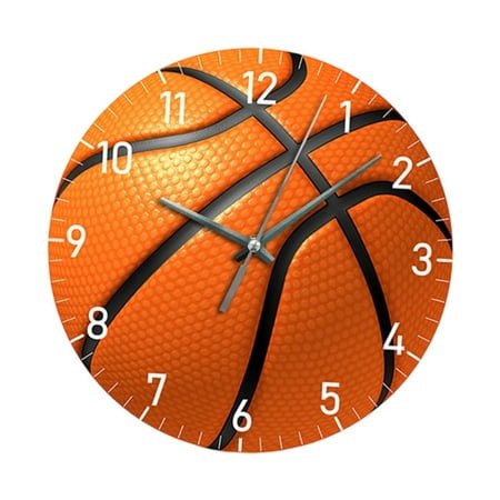 deevoka Basketball Wall Clock Modern Home Decor Decorative for School Bedroom Office Orange 10 Inch