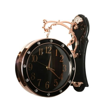 deevoka Double Side Wall Clock Hanging Station Clock for Indoor Outdoor black