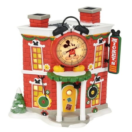 Department 65 Disney Village Mickey's Alarm Clock Shop Lit Building, Analog Clock