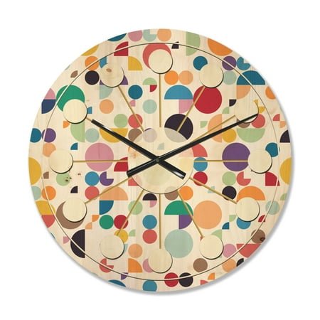 Designart 'Abstract Retro Circular I' Mid-Century Modern Wood Wall Clock