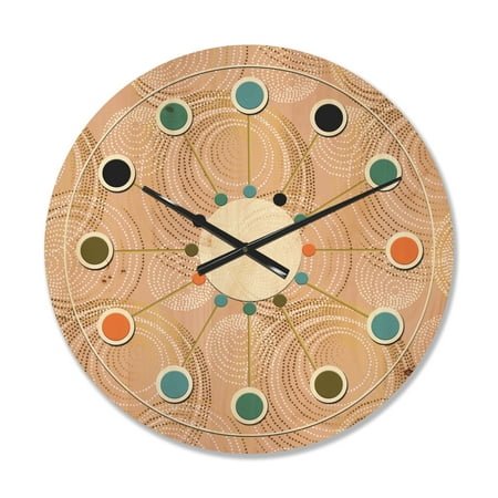 Designart 'Gold Rose Abstract Geometry Luxury' Mid-Century Modern Wood Wall Clock