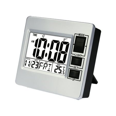 DESIGNICE Alarm Clock Bedside Voice-Activated Clock with Backlight Clock for the Kids Elderly with Temperature White