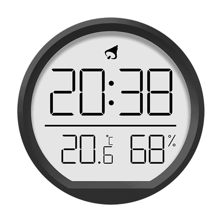 DESIGNICE Alarm Clock Date Display Wall Clocks Battery Operated Humidity Display Digital Clock Wall Black