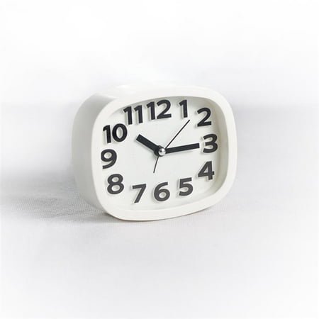 DESIGNICE Alarm Clock Plastic Battery Powered Kids Alarm Clock for Bedroom Silent Non-Ticking Small Analog Clock White