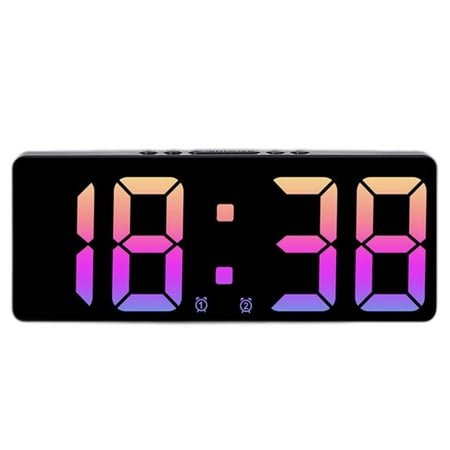 DESIGNICE Alarm Clock Snooze Function Digital Clock Large Display Five - Level Brightness Adjustment Bedside Clock Pink