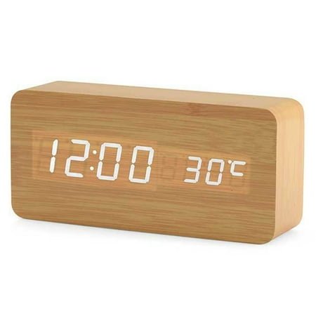 DESIGNICE Alarm Clock Voice-Activated Power-Saving Alarm Clocks for Bedrooms Adjustable & Auto-Dimming Digital Alarm Clocks for Bedrooms Khaki White