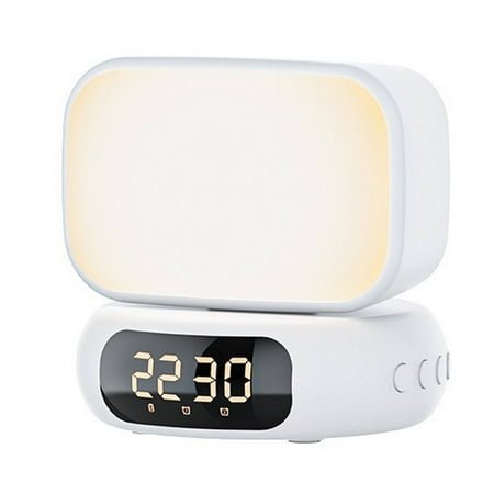 DESIGNICE Hatch Alarm Clock Soft Glow Night Light Alarm Clock for Kids Hd Clock Display Bluetooth Speaker White