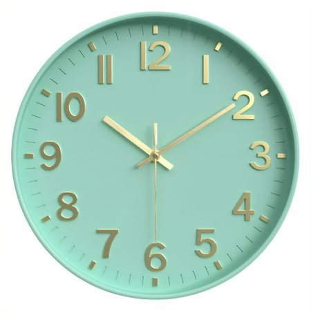 DESIGNICE Wall Clock,Elegant Numbers Modern Wall Clock,Quiet Sweep Bathroom Clock,Style1,12In
