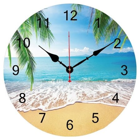 DESIGNICE Wall Clock,Vintage Style with Silent Movement Large Wall Clock,Dust & Fade-Resistant Walnut Backing Kitchen Clock,34CM,Style1