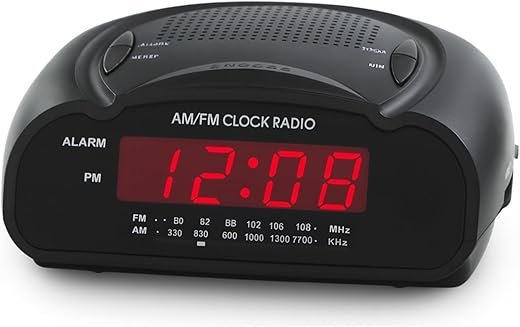 Digital Alarm Clock | AM/FM Clock Radio with Red LED Display, Loud Alarm for Heavy Sleepers | Desk or Bedside Clock