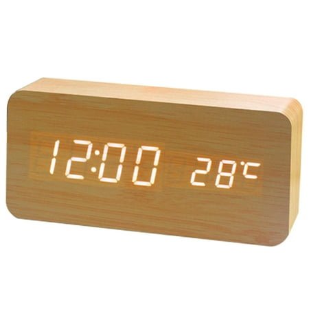 Digital Alarm Clock, with Wooden Electronic LED Time Display - style1