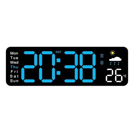Digital Clock, 13 Large Display LED Wall Clock for Living Room Decor, Alarm Clock, Timer, 12/24H, Automatic Brightness Dimmer Big Clock with Day/Date/Temperature