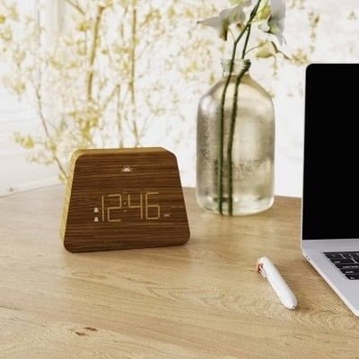 Digital Mantle Alarm Clock Lark Finish Contemporary LED Table Clock with Dual Alarms & Adjustable Dimmer