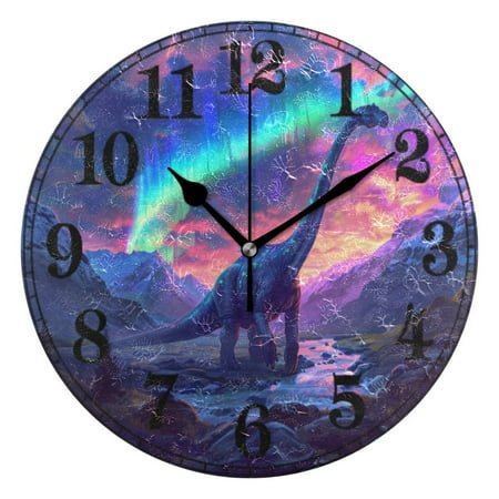 Dinosaur in Beautiful Sky Silent Wall Clock 10 Non-Ticking Battery Clock