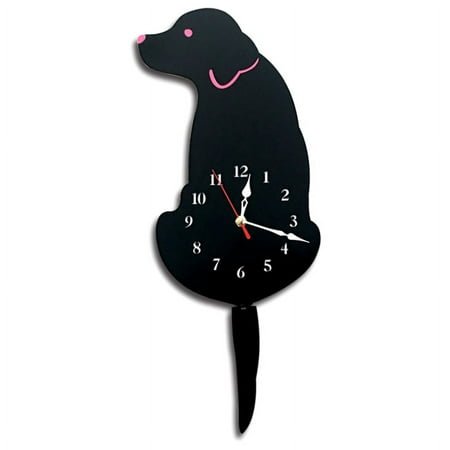 Dog Wall Clock Home Decor Clock Children's Bedroom Wall Decor Dog Wagging Tail Clock Gifts for Children Birthday Black