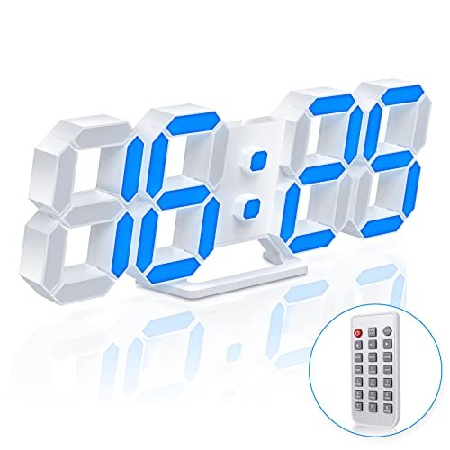 EDUP HOME 3D LED Neon Digital Desk Wall Alarm Clock RGB Night Light 7 Colors 9.7" with Remote Control for Bedroom/Living Room/Kitchen/Office, Adjustable Brightness,12/24 Hr, Time/Date/Temperature