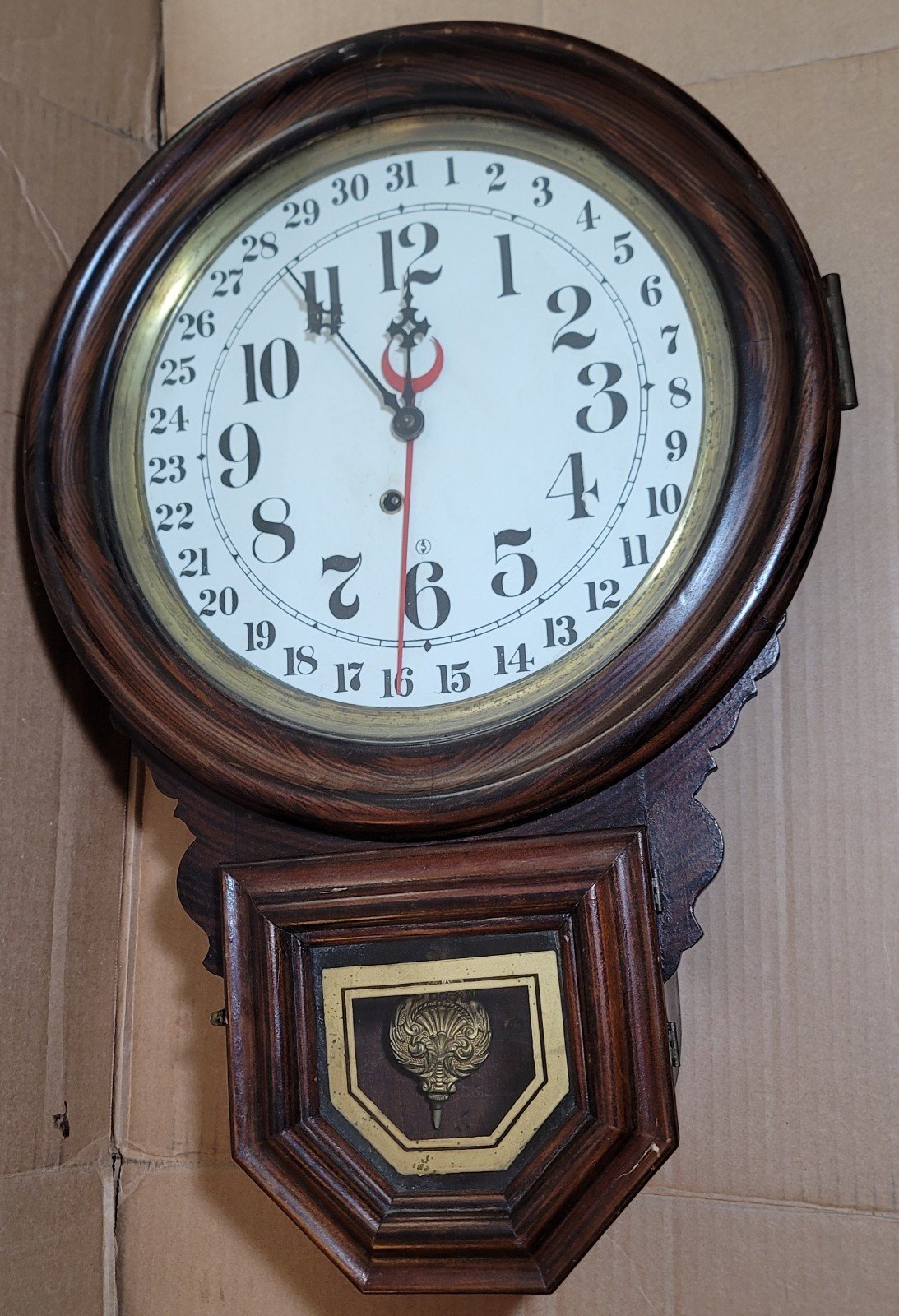 E Ingraham & Company The Dew Drop Calendar Wall Clock 1909 Estate Find Untested