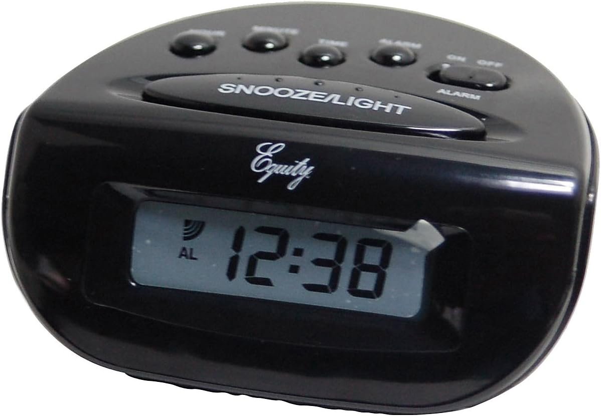 Equity 31003 LCD Snooze Alarm Clock, Black