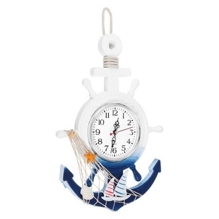 FELTECHELECTR 1Pcs Mediterranean Style Wall Clock with Star Shape for Homeowners 34x23Cm