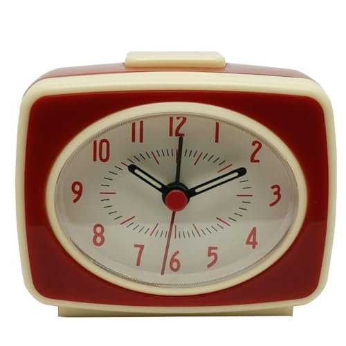 Felvoro Small Silent Quartz Movement Analogue Alarm Clock Vintage Classic Style Battery Powered Red Small Alarm Clock