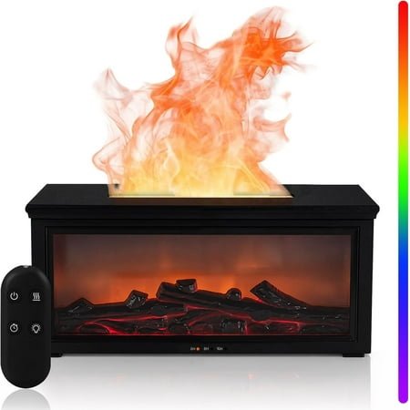 Firehome Humidifier,7-Color LED Fireplace Aroma Therapy with Timer Auto-Off Protection,for Home,Bedroom,Office,Yoga