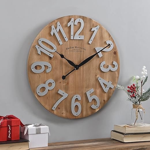 FirsTime & Co. Slat Wood Wall Clock, 22.5", Tan,243