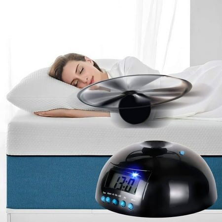 Flying Alarm Clock, Run Away Rotating Vibrating, for Heavy Sleepers Kids, Multipurpose, Bedroom Decor, Battery Powered, Unique Wake-Up Gift