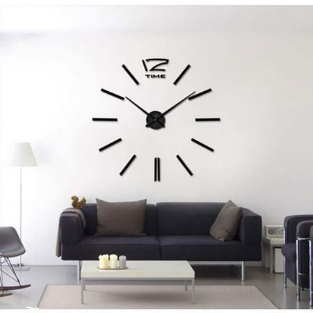 FRCOLOR Acrylic and Metal Wall Clock with Quiet Sweep Second Hand for Living Room Decoration Black 12 Inch