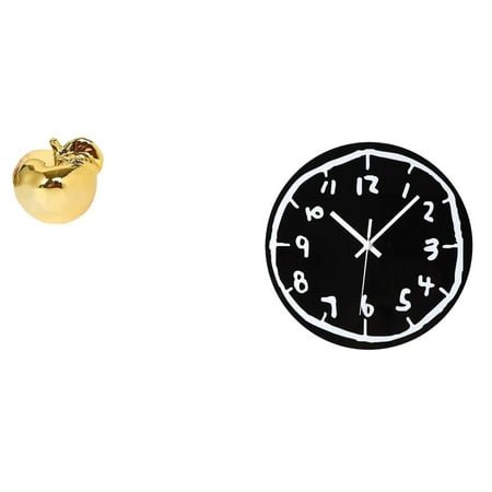 Fruit Sculpture Decorative Statue Wall Clock Ceramic Material Modern Art for Home Office Kitchen Desk Display