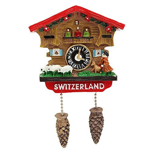FunnyToday365 Handmade 3D Resin Cuckoo Clock Travel Souvenirs Creative Refrigerator Stickers Home Decoration Switzerland