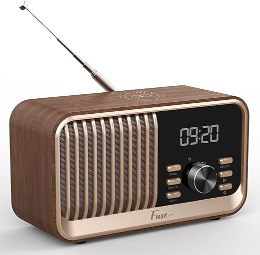 Fuse Hark Bluetooth Radio Speaker | Wireless 10W Charger | AM/FM Radio Speaker with Bluetooth & AUX Input | Alarm Clock