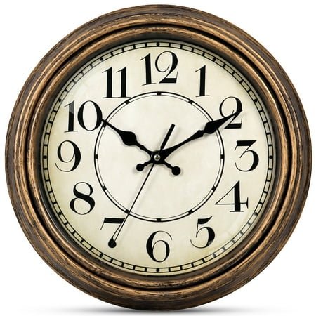 Geevon Retro Silent 12 Inch Wall Clock Non Ticking, Rustic Vintage Clock Quartz Decorative, Battery Operated Wall Clock for Kitchen/Office/Classroom/Bedroom/Living Room Decor