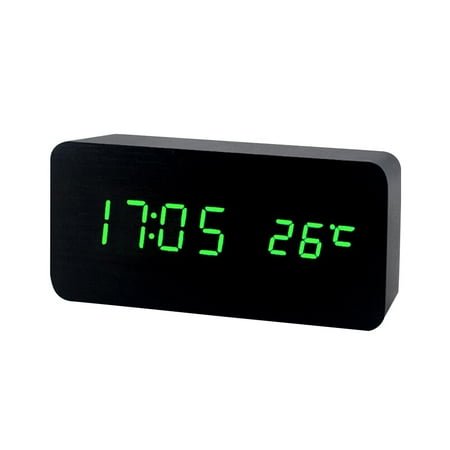 GETAJGHSD 1Pcs Wood Clock Digital Led Desk Alarm Clock Green For Traveling With Snooze 12-Hour Mode -Hour Mode