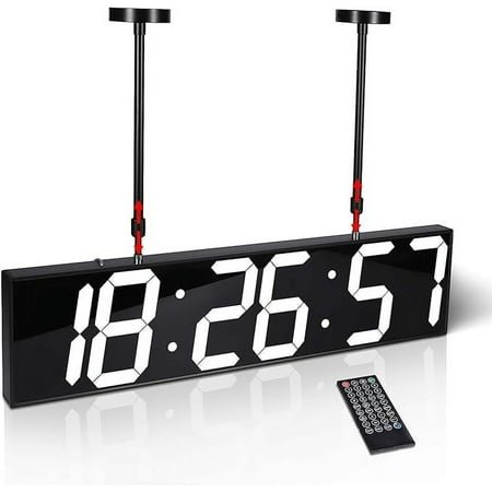 Goetland 28 inch Oversized Digital Clock Double Sided Wall Clock LED Modern Large Display Temperaturer Multi Functional Remote Control 6-Digit for Kitchen Office Living Room Classroom Single White