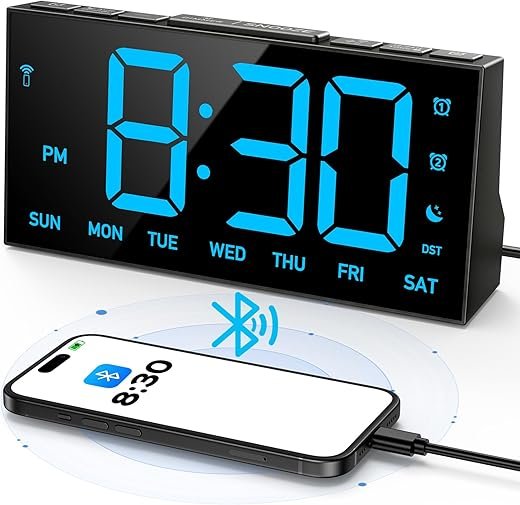 GOLOZA Wireless Sync Time Digital Alarm Clocks for Bedrooms, Digital Clock with 4 Level Brightness +Off, Dual Customizable Alarms, USB Port, Power-Off Memory, Snooze, 12/24H/DST, Bedside Clock