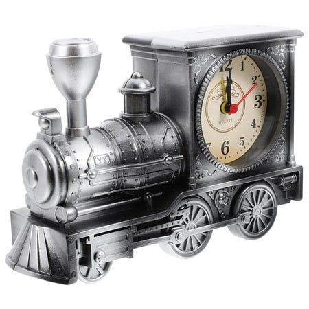 GOOHOCHY Railway Engine Clock with ABS Material for Timekeeping in Bedroom or Living Room Silver 10 5 inches