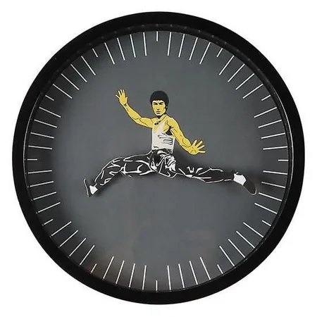 GTB Wall Clock Decor Anti-Deform Chinese Style Long Lasting Practical Bruce Lee Clock Wall Decoration for Bedroom