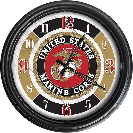HBS United States Marine Corps Indoor/Outdoor LED Wall Clock