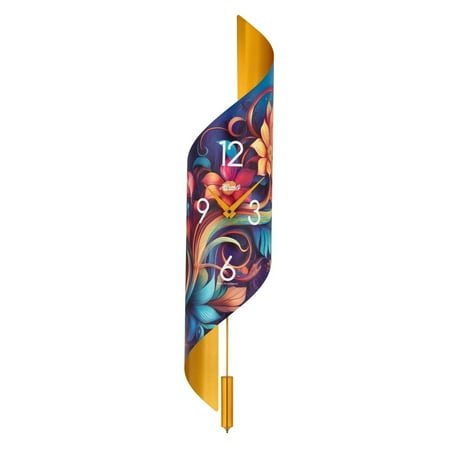 Hermle Abstract Floral Pendulum Wall Clock - 26.5 - Gold