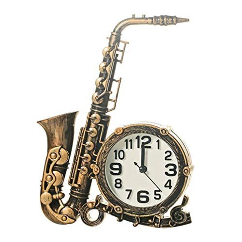 HOLIDYOYO Retro Saxophone Alarm Clock Vintage Music Teacher Decor Table Clock Battery-Free Unique Home Bedroom Accent
