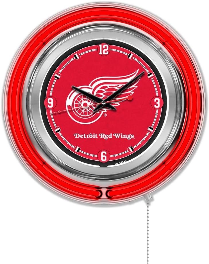 Holland Bar Stool NHL Unisex-Adult Double Neon Ring, 15" Dia. Logo Clock