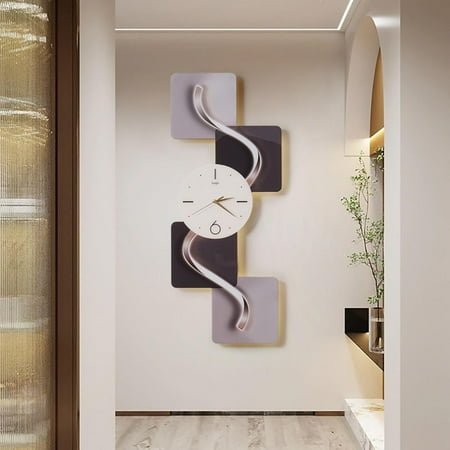 homary 39.4 Silent LED Wall Clock - Modern Abstract Geometric Design for Living Room & Bedroom Decor | Non-Ticking, Easy to Install