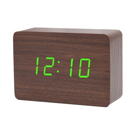 Homoyoyo Creative Wooden Clock Bamboo LED with Multiple Time Settings for Sleepers