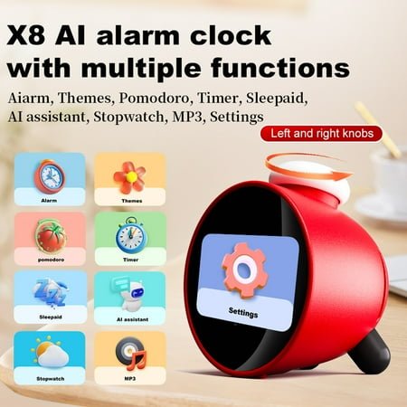 HongJiaTong AI Smart Alarm Clock for Kids Children Students-Red