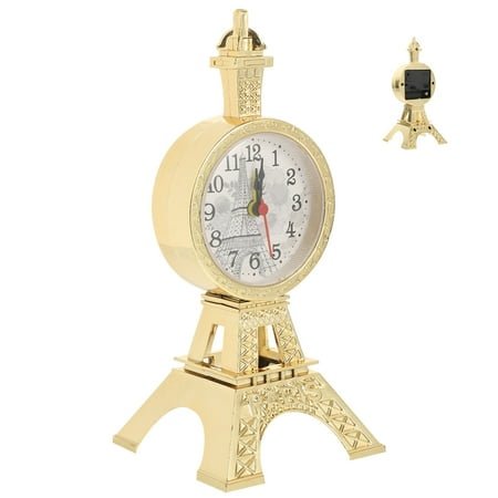 HONMEET Golden Eiffel Tower Tabletop Clock, Decorative Home and Kitchen Desk Clock, Unique Gift for Homeowners