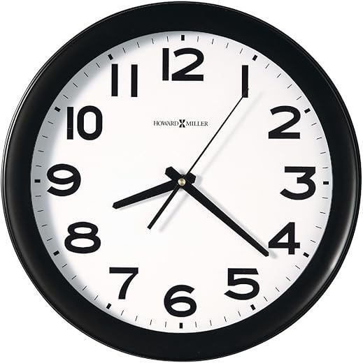 Howard Miller 625485 Kenwick Wall Clock, 13-1/2-Inch, Black